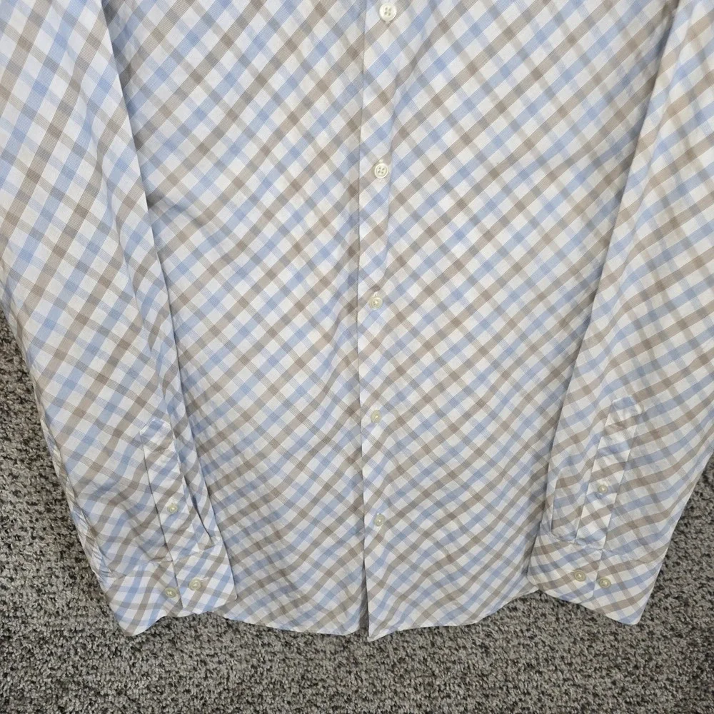 Banana Republic Shirt Mens Large 16-16.5 Blue Plaid Button Up Slim Fit‎ Casual